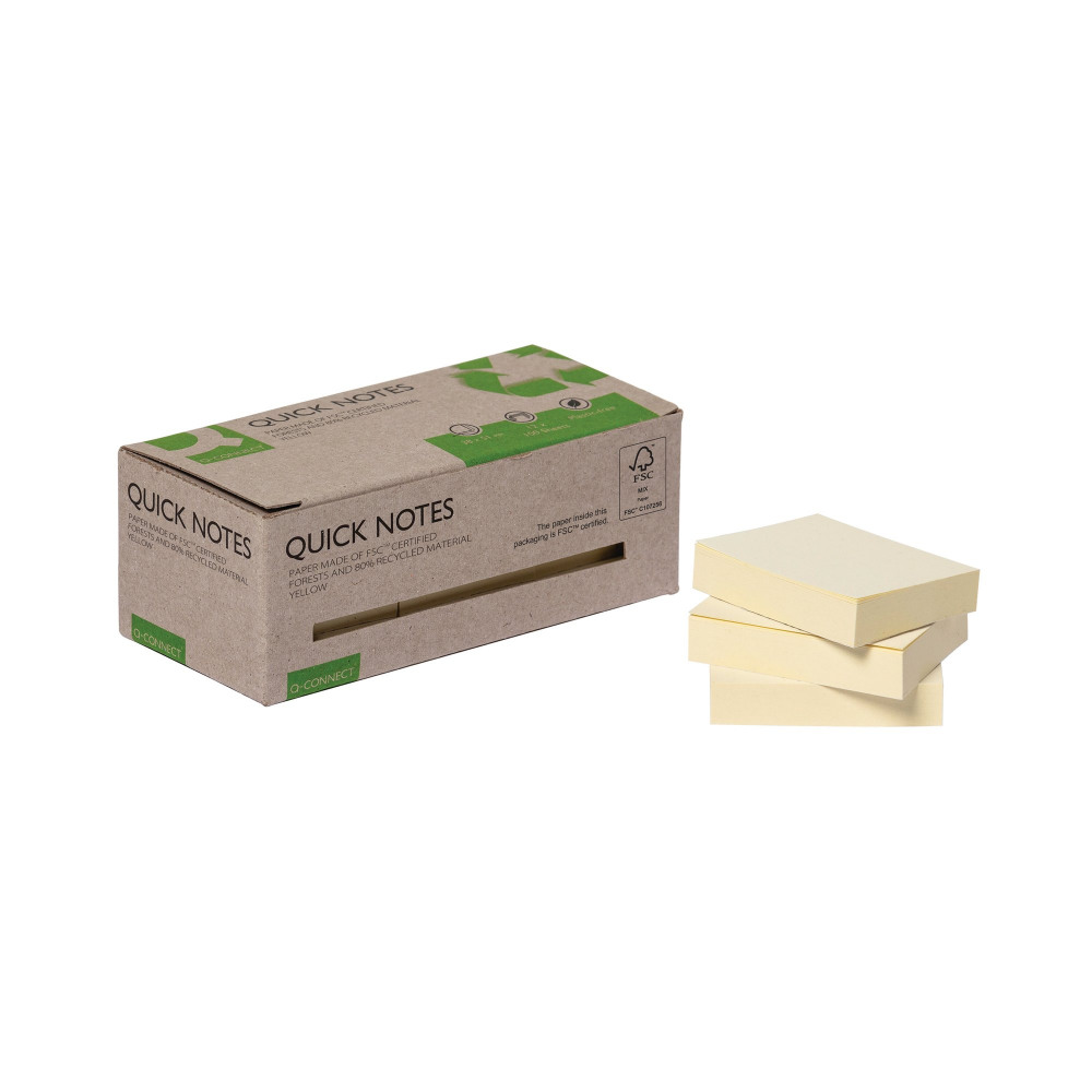 Q-CONNECT RCYC NOTES 38X51 YLW PK12