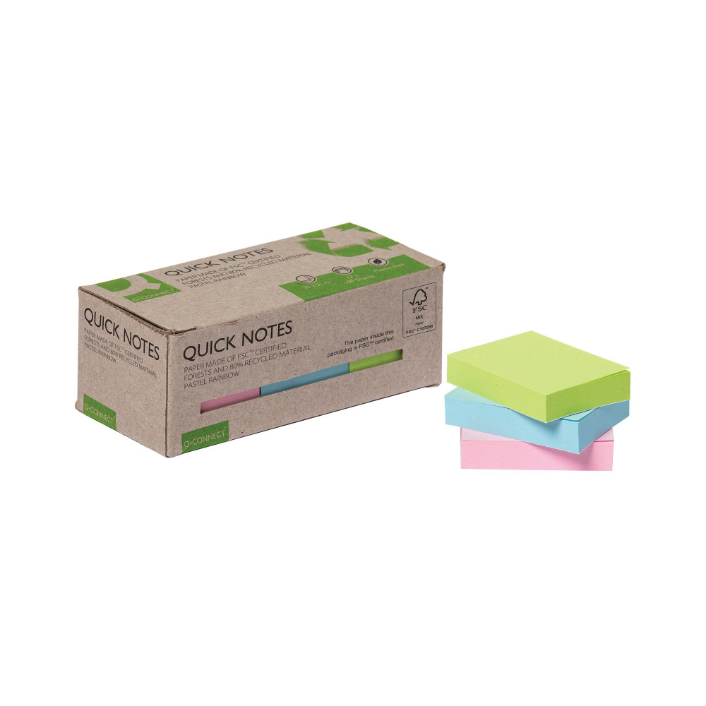 Q-CONNECT RCYC NOTES 38X51 PSTL PK12