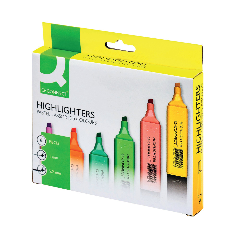 Q-CONNECT PASTEL HIGHLIGHTERS PK6