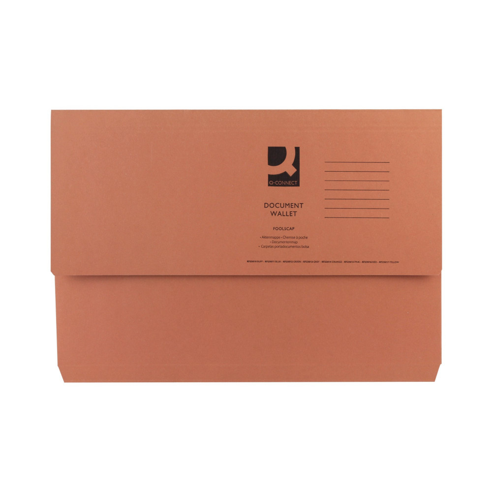 Q-CONNECT 1/2 FLAP DOC WLT ORG PK50