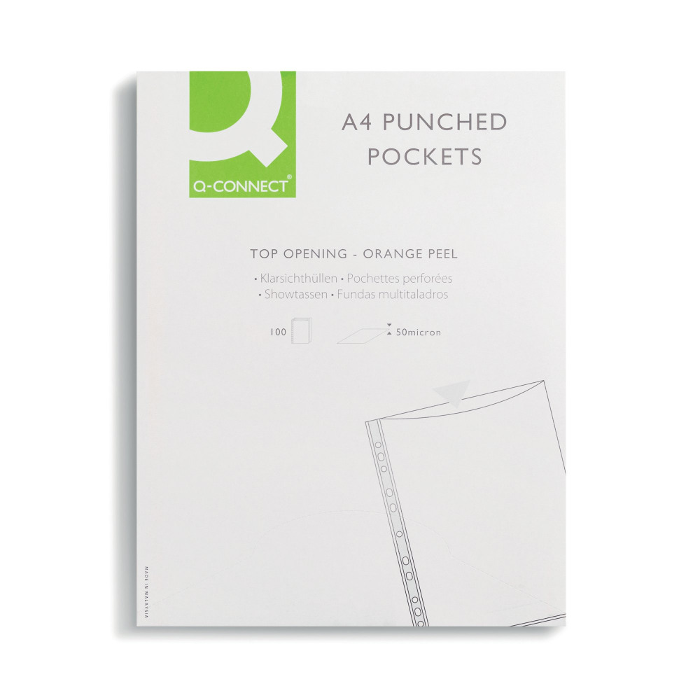 Q-CONNECT PUNCHED POCKETS A4 PK100