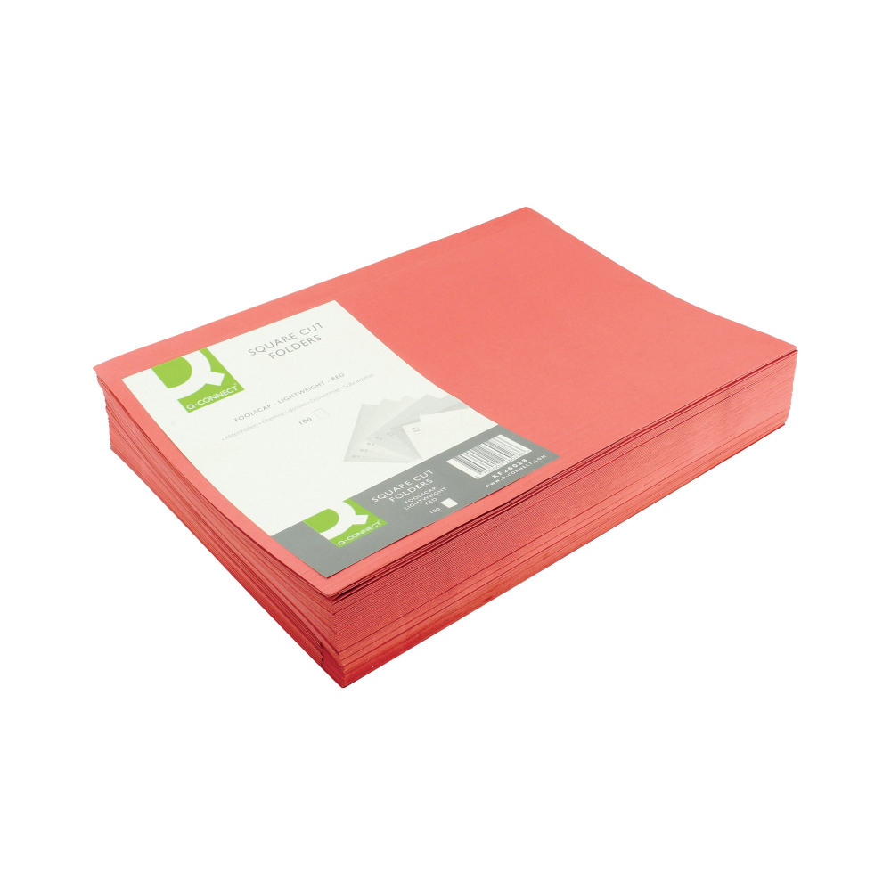 Q-CONNECT SQ CUT FLDR FC RED PK100