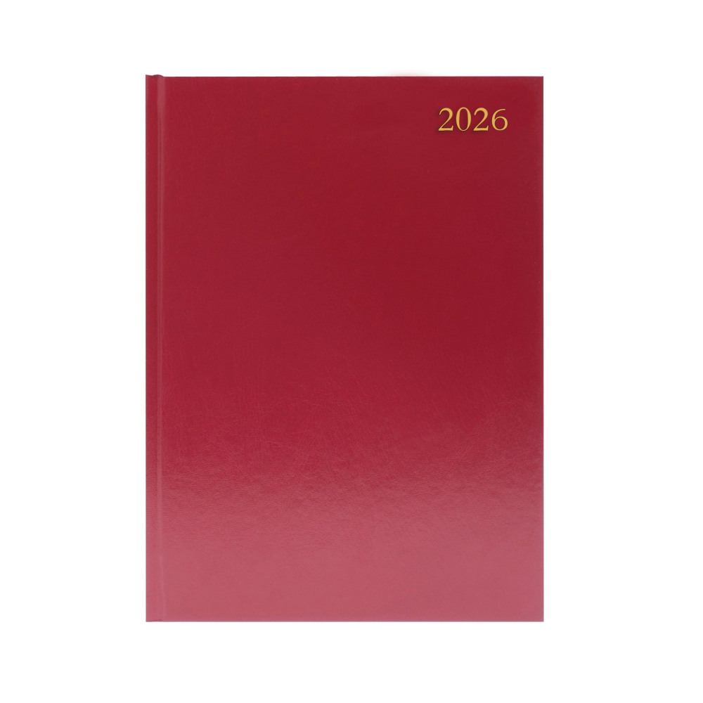 DESK DIARY 2 PPD A4 BURGUNDY 2026