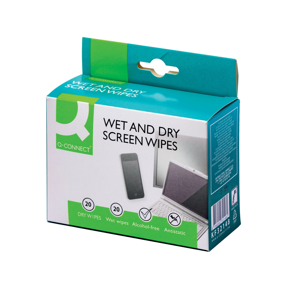 Q-CONNECT WET AND DRY WIPES PK20