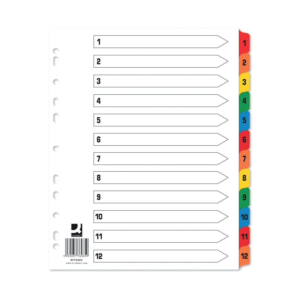 Q-CONNECT EW INDEX 1-12 MULTI PK25
