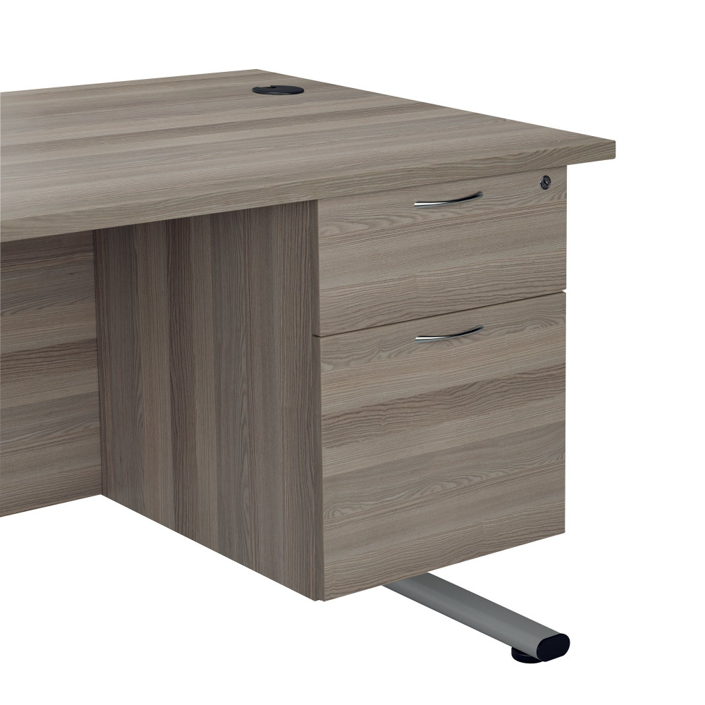 JEMINI 2 DRW FIXED PEDESTAL GREY OAK