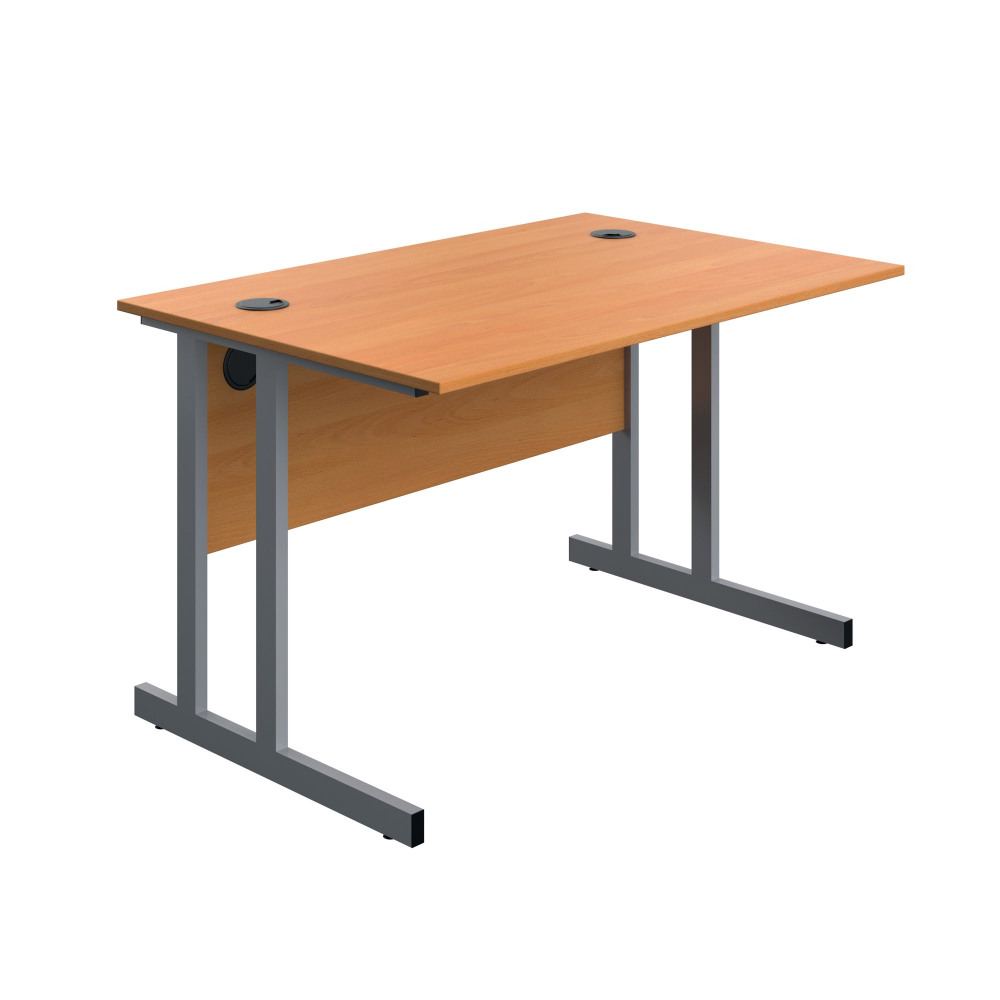 TWIN UPRIGHT DESK 1200 BEECH/SLV