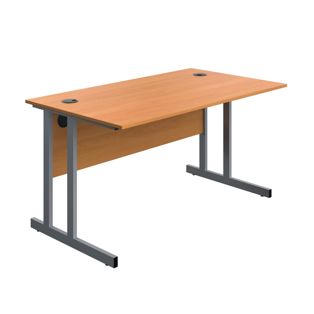 TWIN UPRIGHT DESK 1400 BEECH/SLV