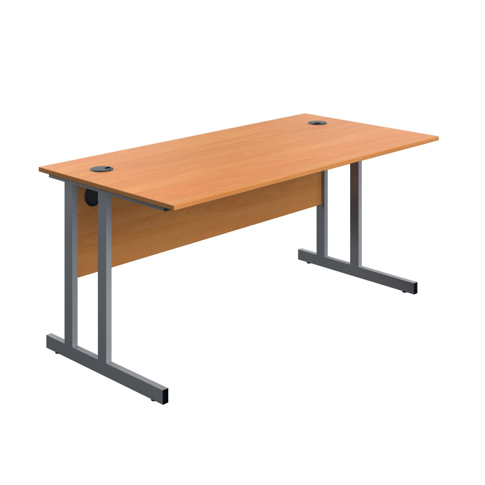 TWIN UPRIGHT DESK 1600 BEECH/SLV
