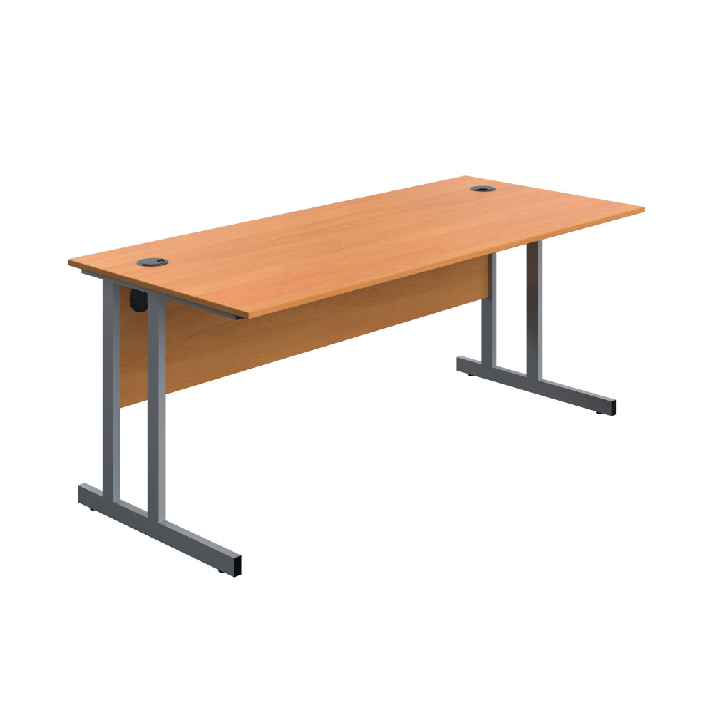 TWIN UPRIGHT DESK 1800 BEECH/SLV