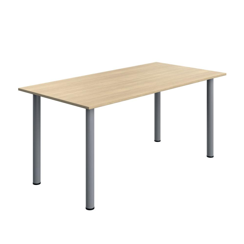 POLE LEG RECT TBL 1600X800 OAK/SLV