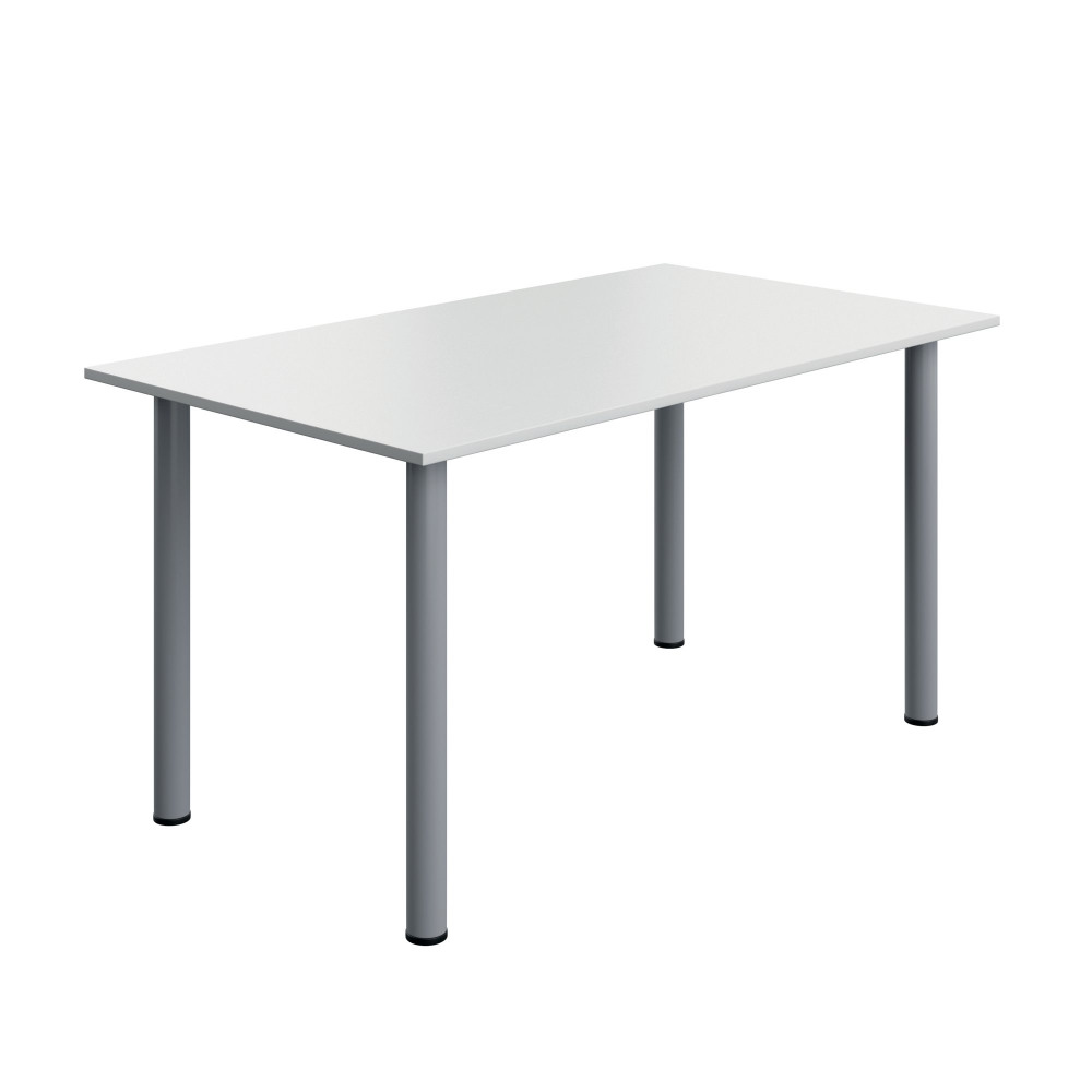 POLE LEG RECT TBL 1400X800 WHITE/SLV