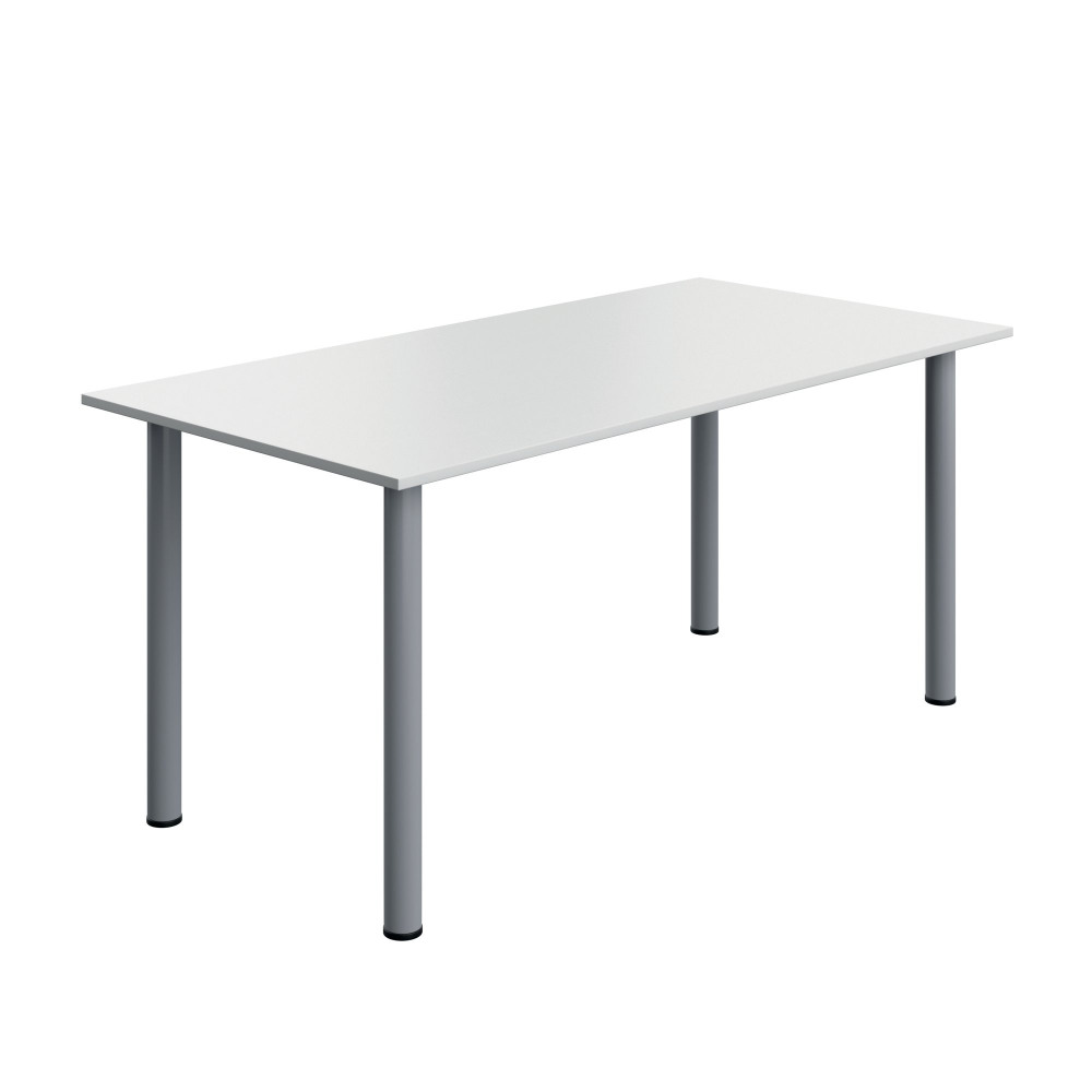 POLE LEG RECT TBL 1600X800 WHITE/SLV