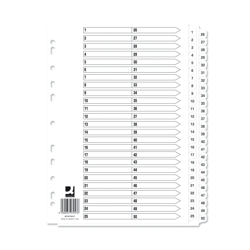Q-CONNECT A4 1-50 MYLAR INDEX PK10