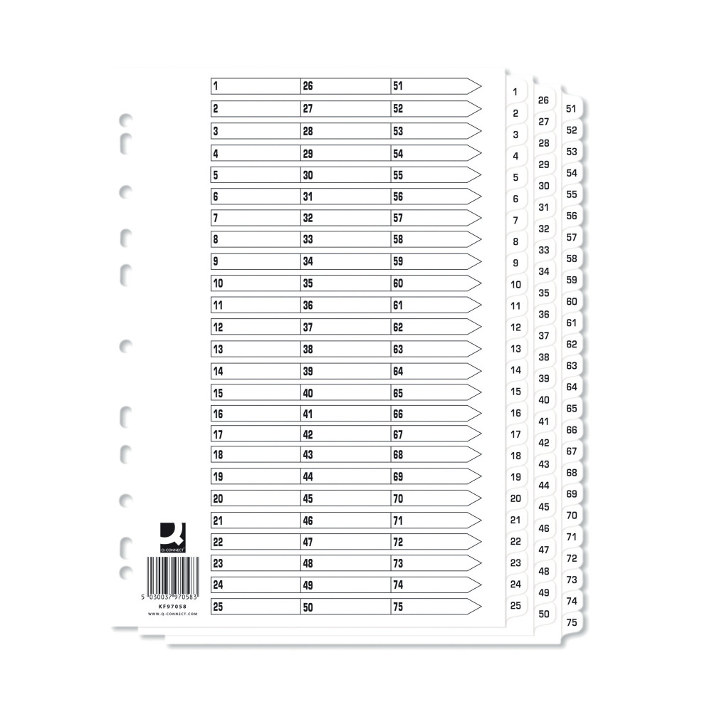Q-CONNECT A4 1-75 MYLAR INDEX PK10