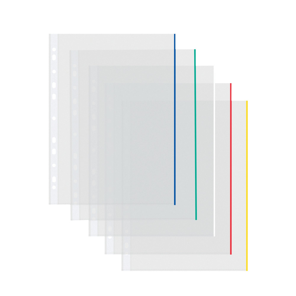 COLOURED EDGE PUNCH POCKETS A4 PK100