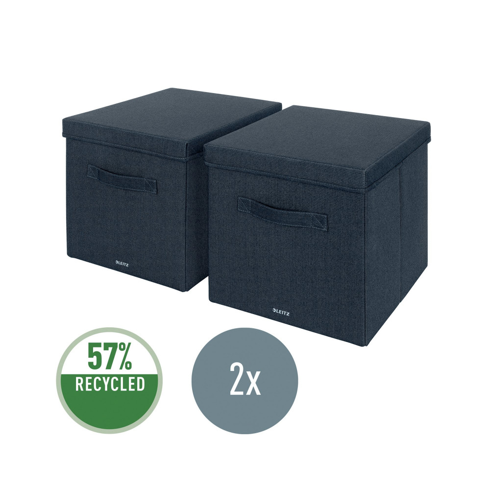 LEITZ FABRIC BOX W/LID TWNPK LRG GRY