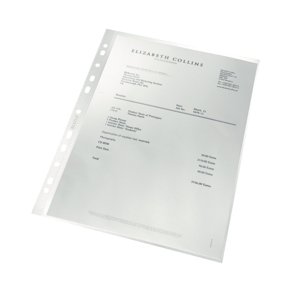 LEITZ RECYCLE PUNCHED POCKETS PK100