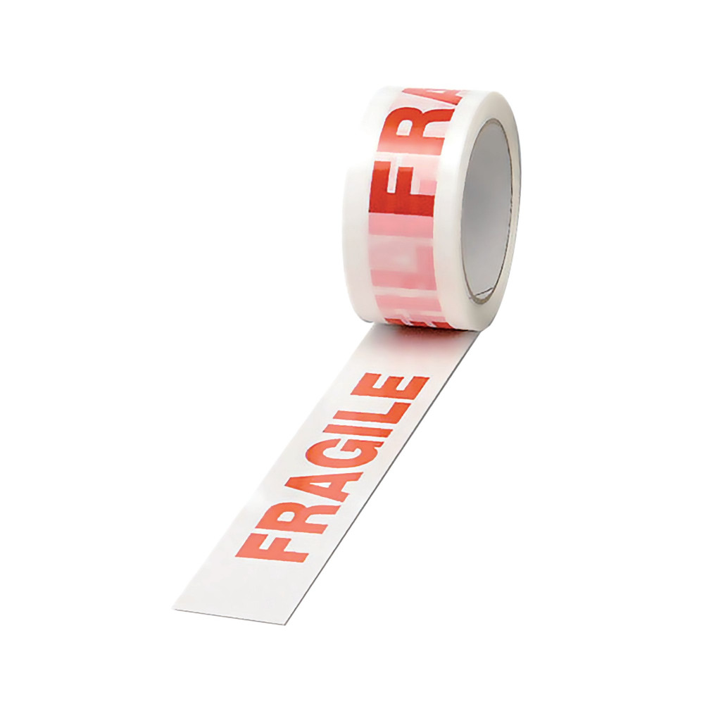 TAPE FRAGILE WHITE/RED PP 50MMX66M