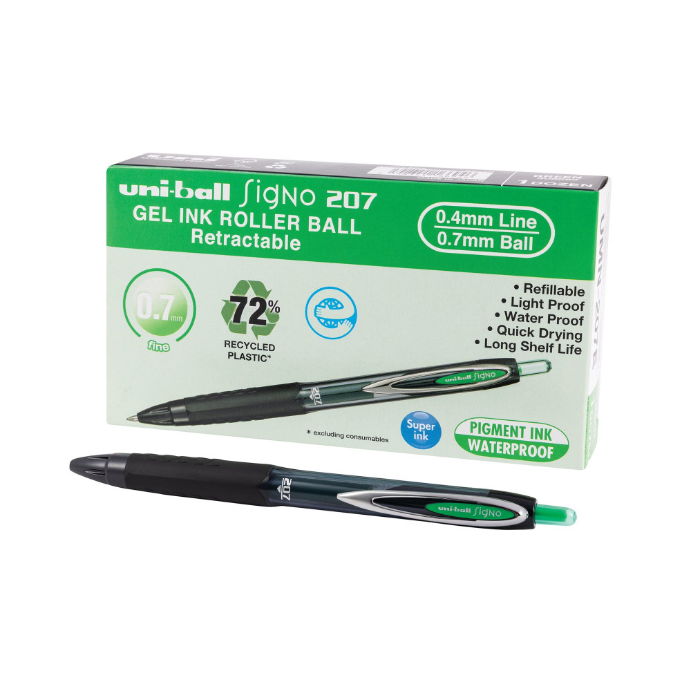 UNI-BALL SIGNO 207 GEL GREEN PK12