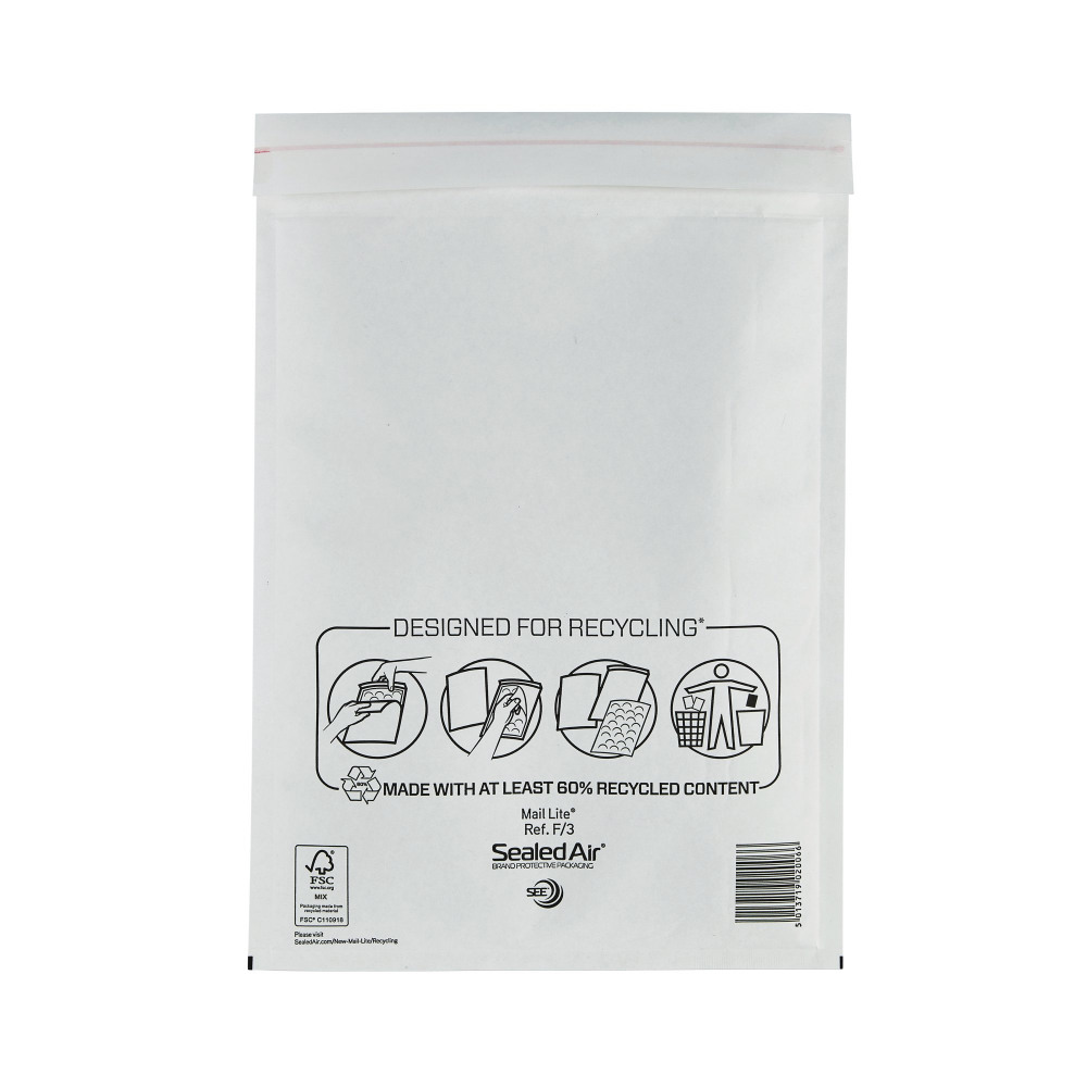 MAIL LITE BUBBAG WHT F3 220X330 P50
