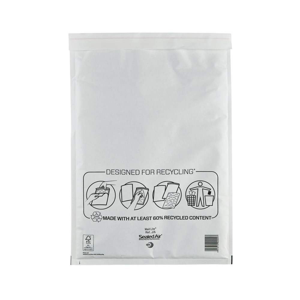 MAIL LITE BUBBAG WHT J6 300X440 P50