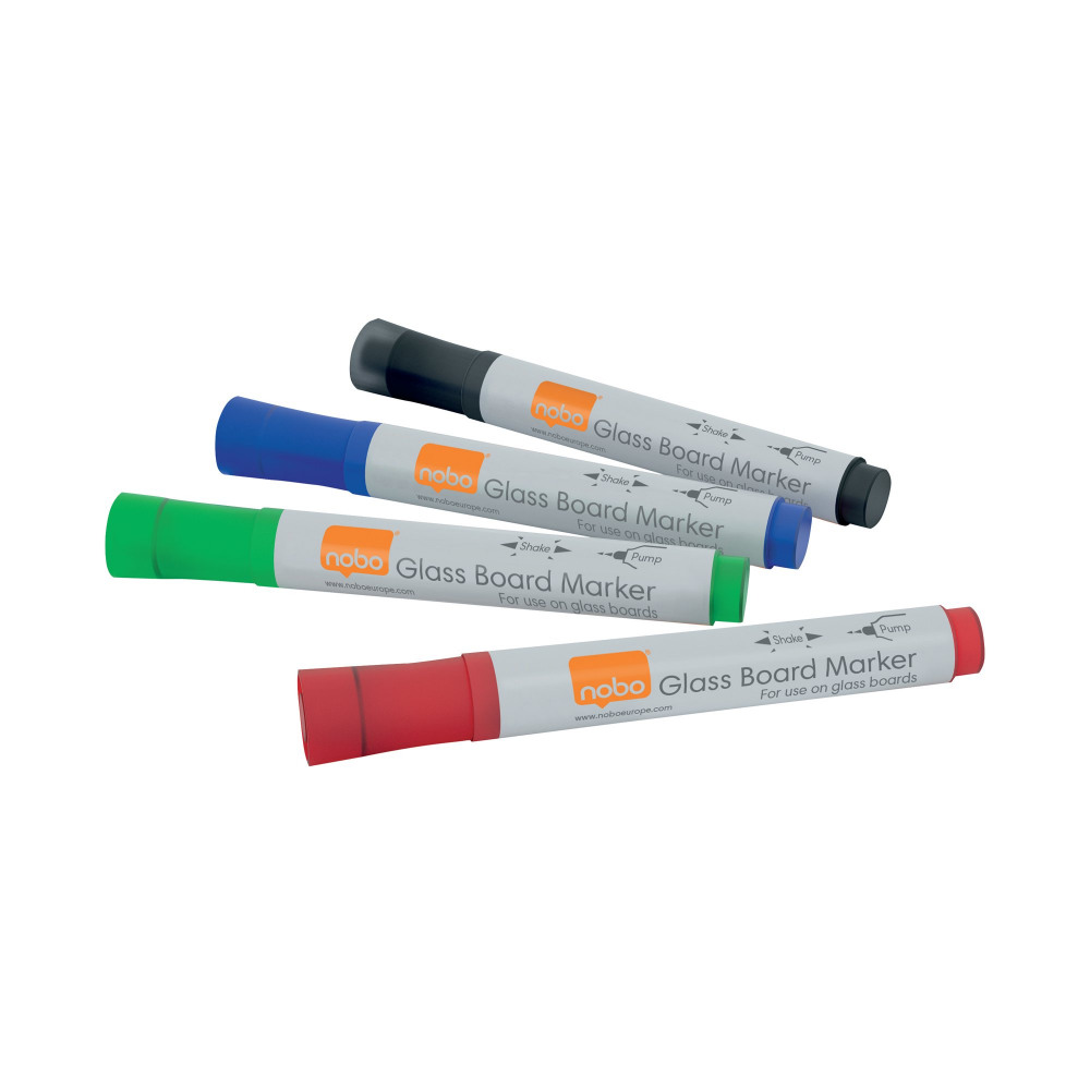 NOBO GLASS WHITEBD MARKER AST PK4