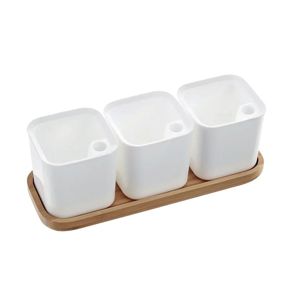 EDEN HERB SELF WATER POT X3 12CM WHT
