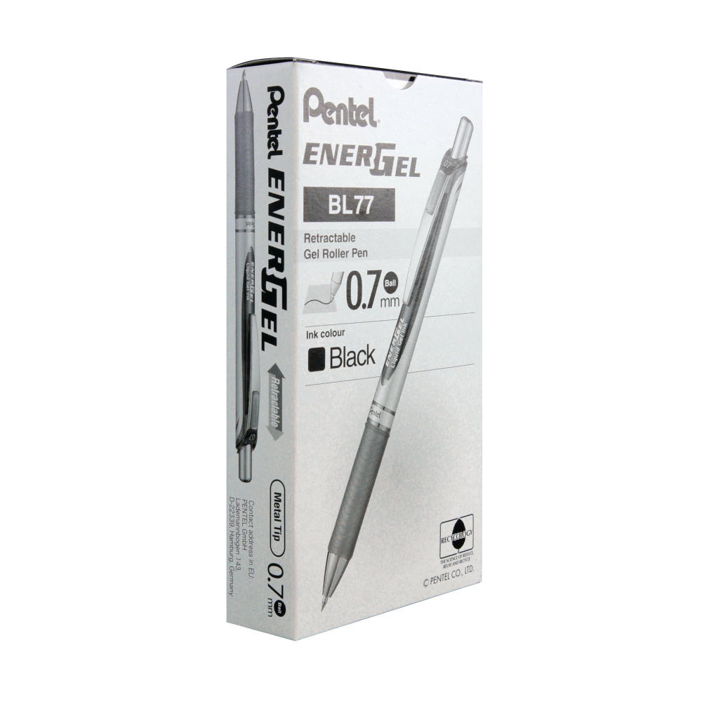 PENTEL RETRACT METAL TIP BLACK PK12