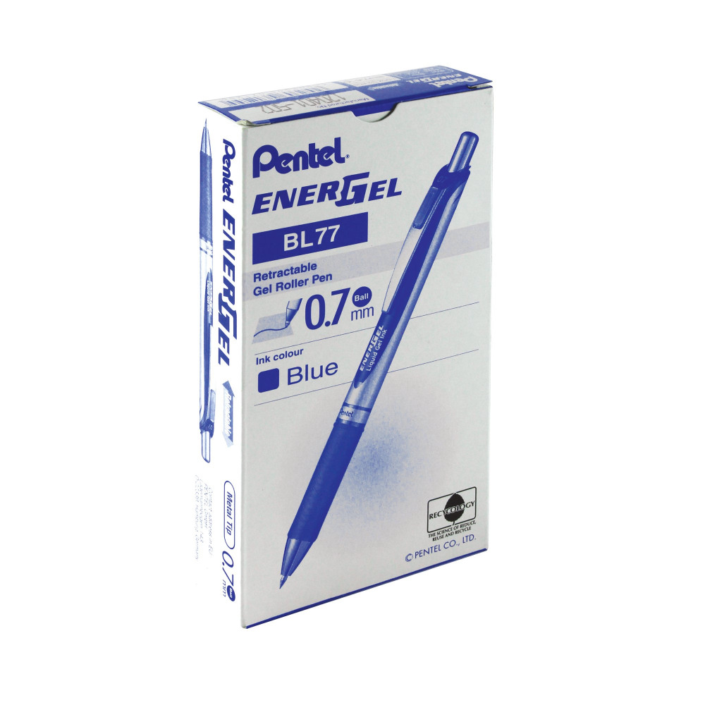 PENTEL RETRACT METAL TIP BLUE PK12