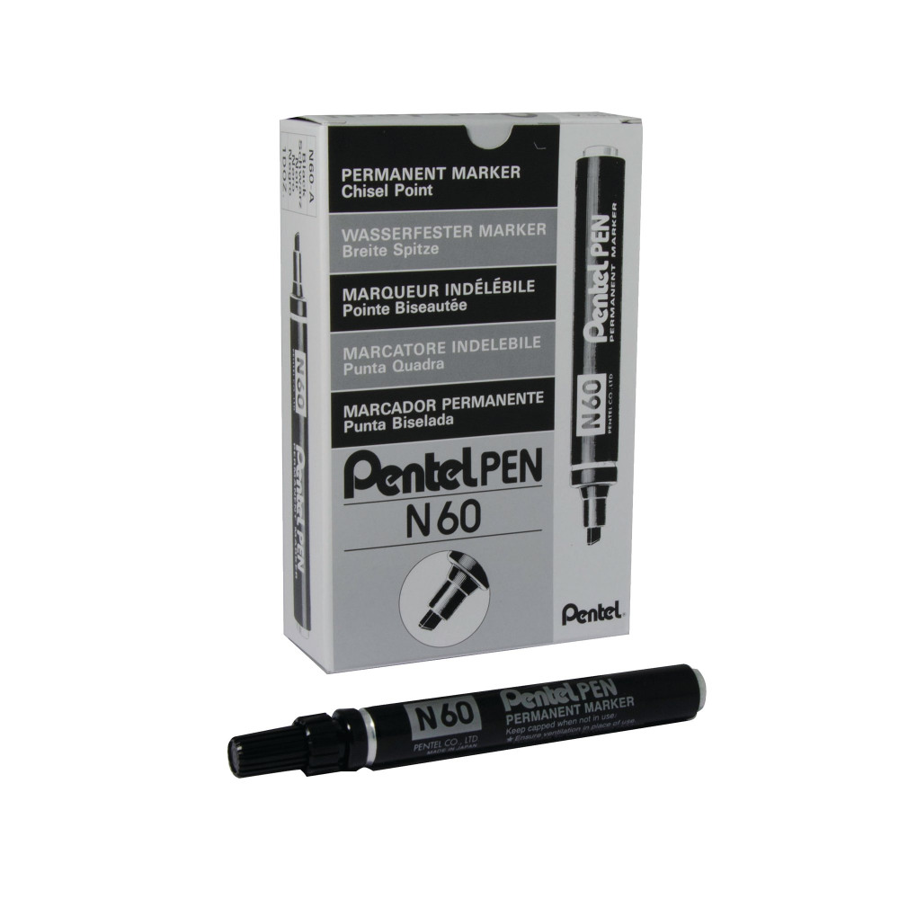 PENTEL N60 CHSL TIP MARKER BLK PK12
