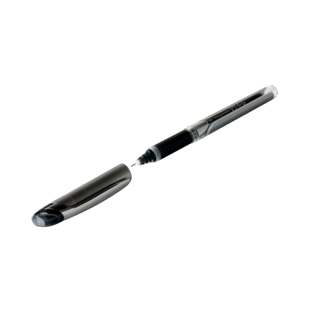 PILOT V5 GRIP LIQ INK RBALL BLK PK12