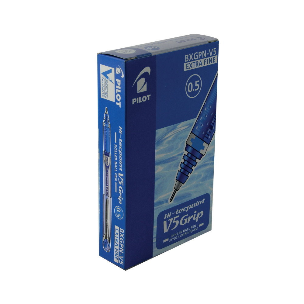 PILOT V5 GRIP LIQ INK RBALL BLU PK12