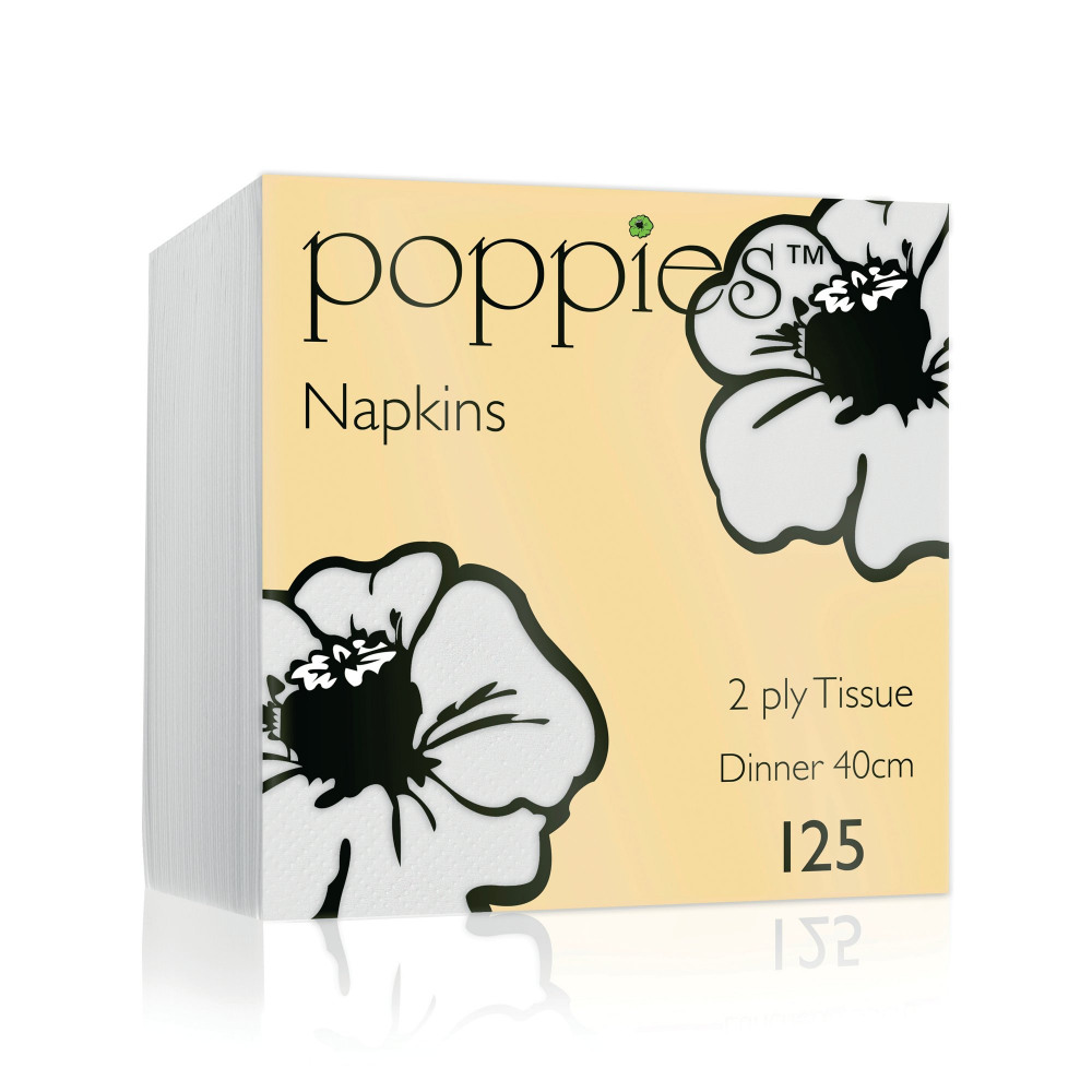 2PLY DINNER NAPKIN 4F WHT 40CM PK125