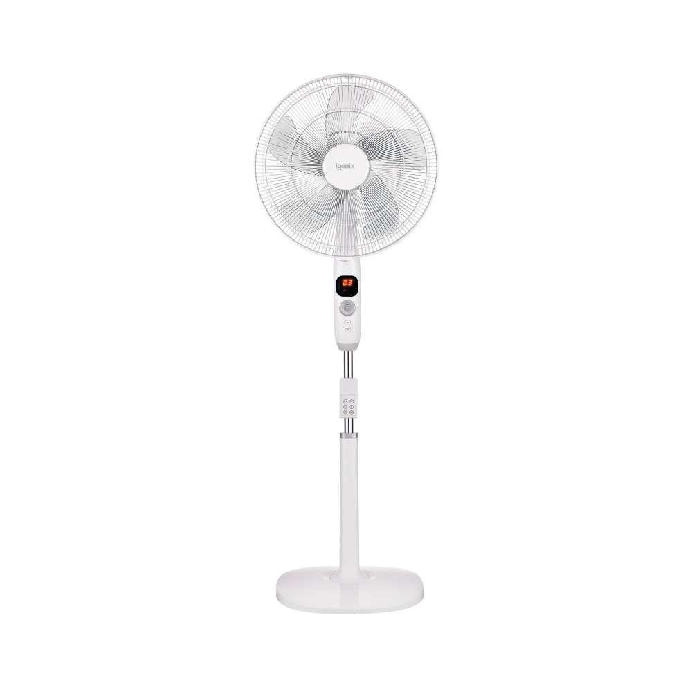 IGENIX 16 INCH DIGI PEDESTAL FAN WHT