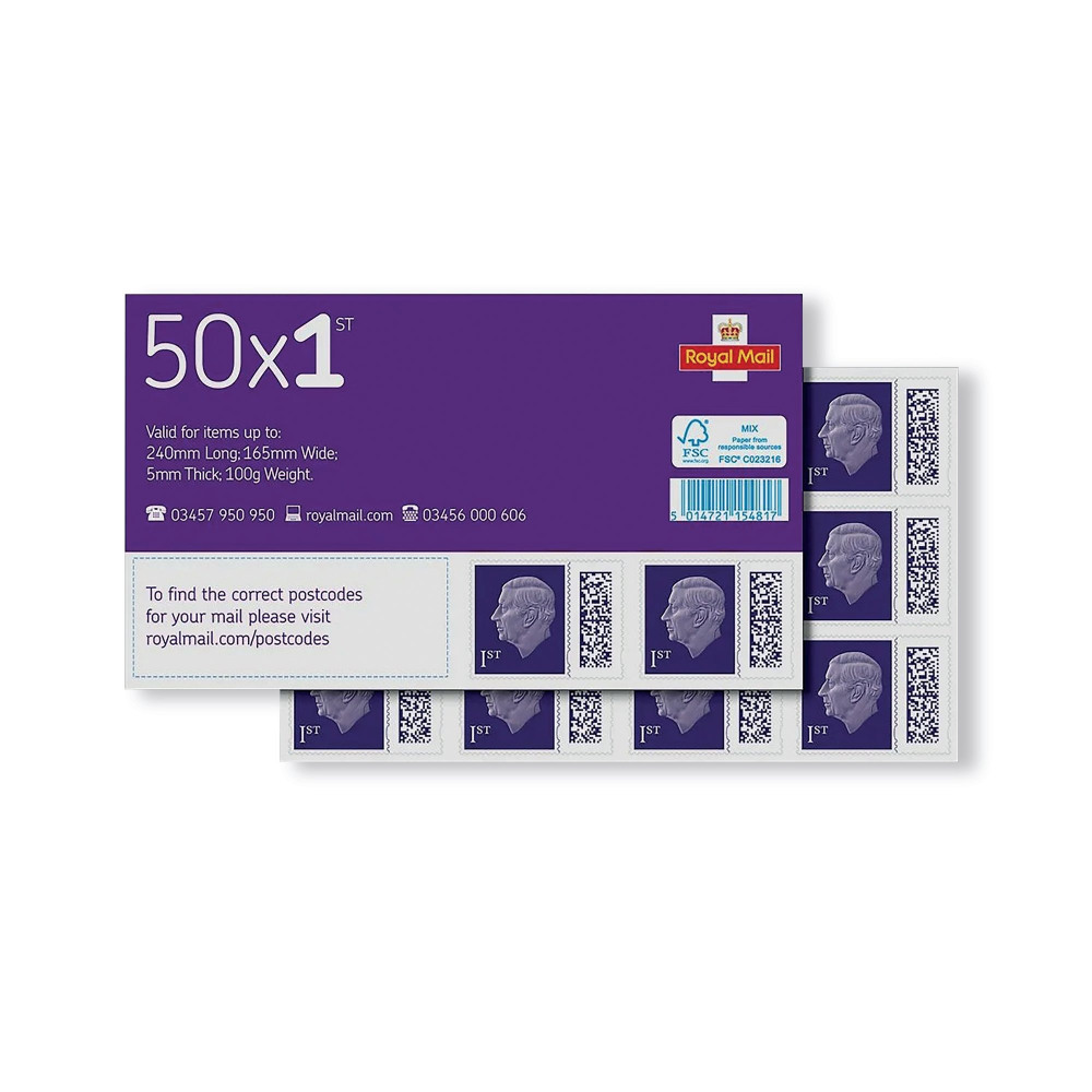 ROYAL MAIL 1ST CLASS STAMP SH PK50