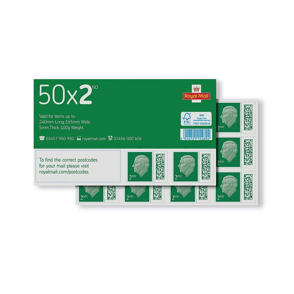 ROYAL MAIL 2ND CLASS STAMP SH PK50