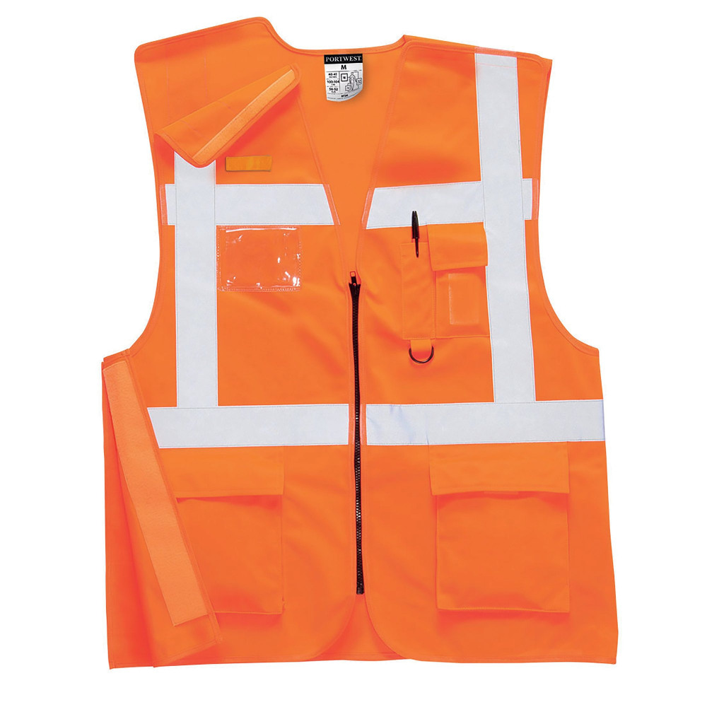 HI-VIS ZIP EXECUTIVE VEST ORG L PK10