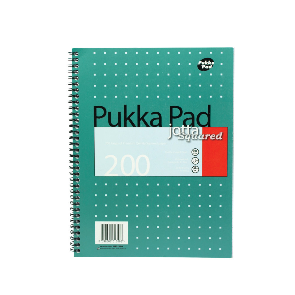 PUKKA METALLIC JOTTA A4 SQRD 5MM GN PK3