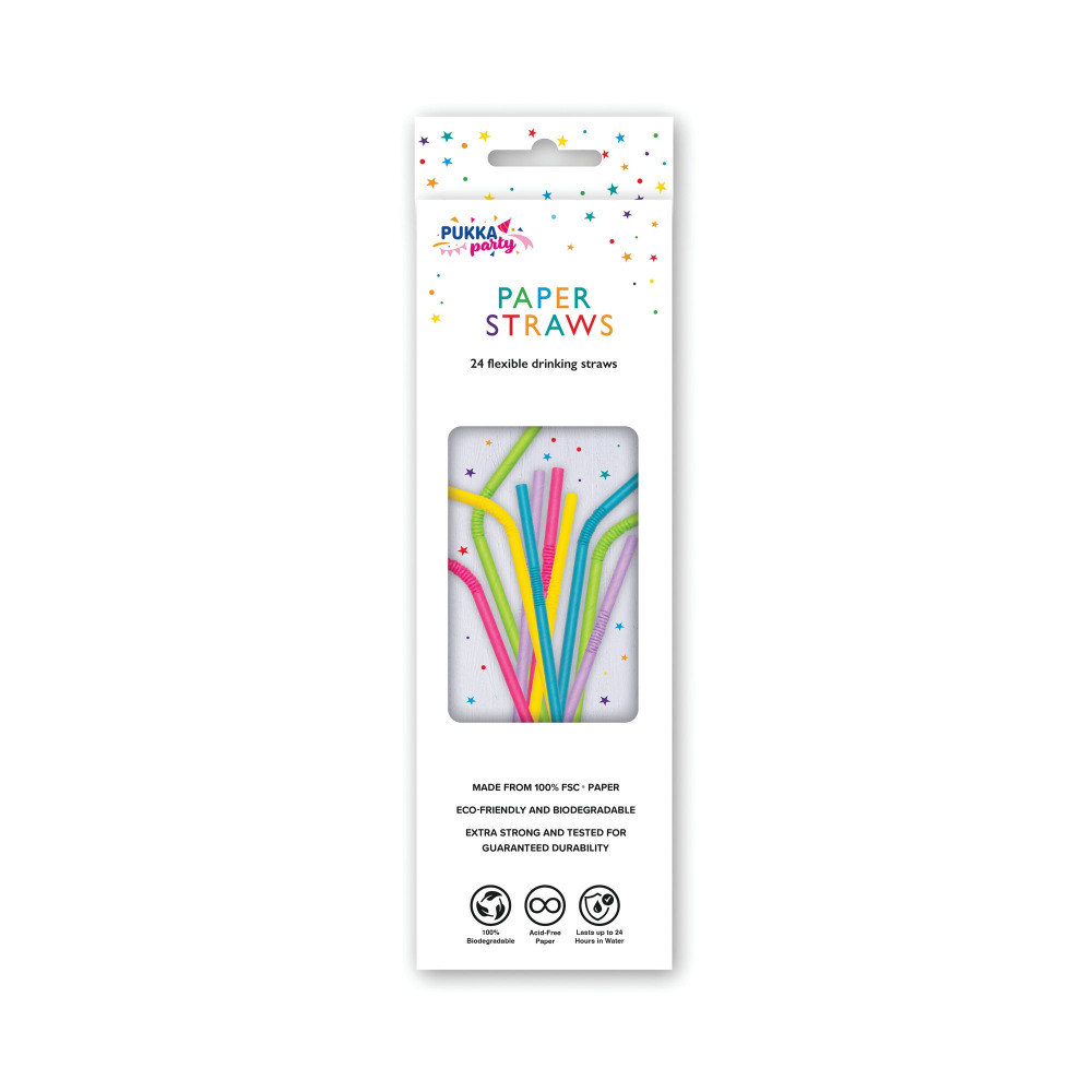 FLEXIBLE DRINKING STRAWS AST PK24