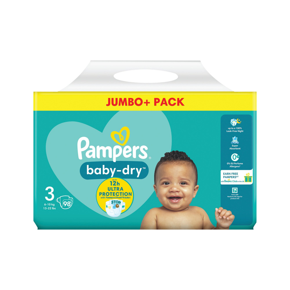 PAMPERS BABY DRY NAPPIES SIZE 3 P196