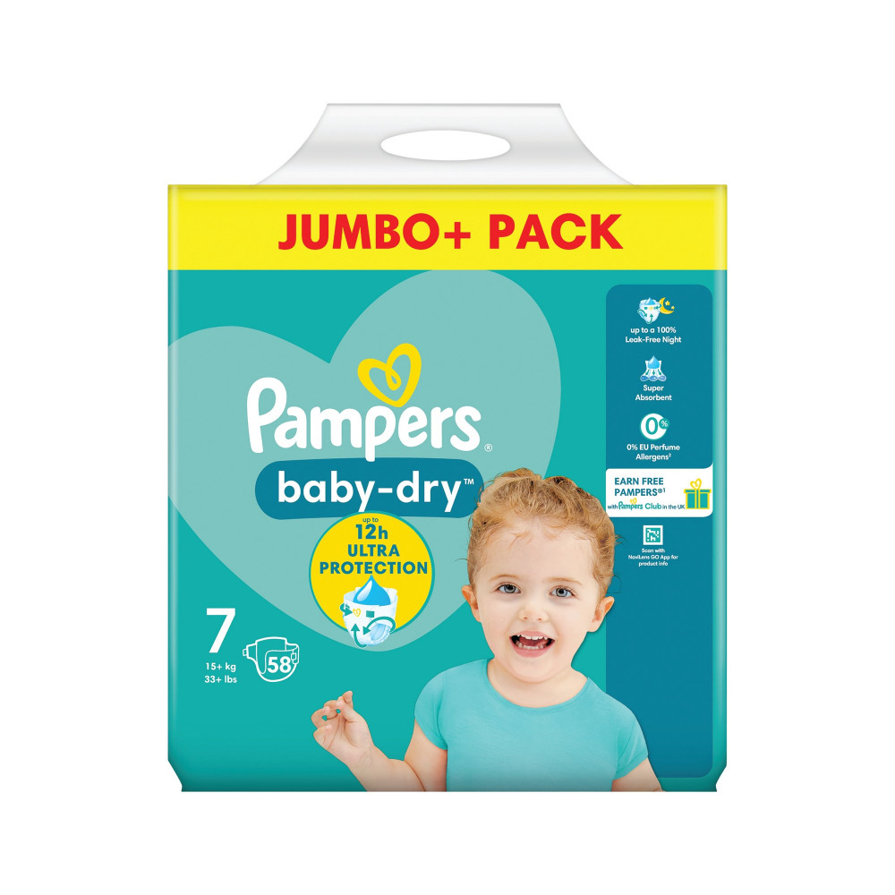PAMPERS BABY DRY NAPPIES SIZE 7 P116
