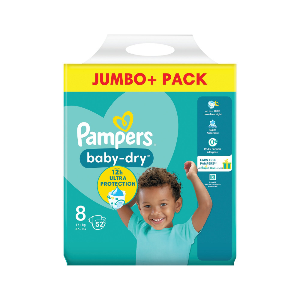 PAMPERS BABY DRY NAPPIES SIZE 8 P104