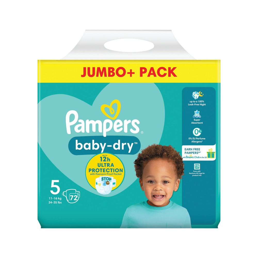 PAMPERS BABY DRY NAPPIES SIZE 5 P144