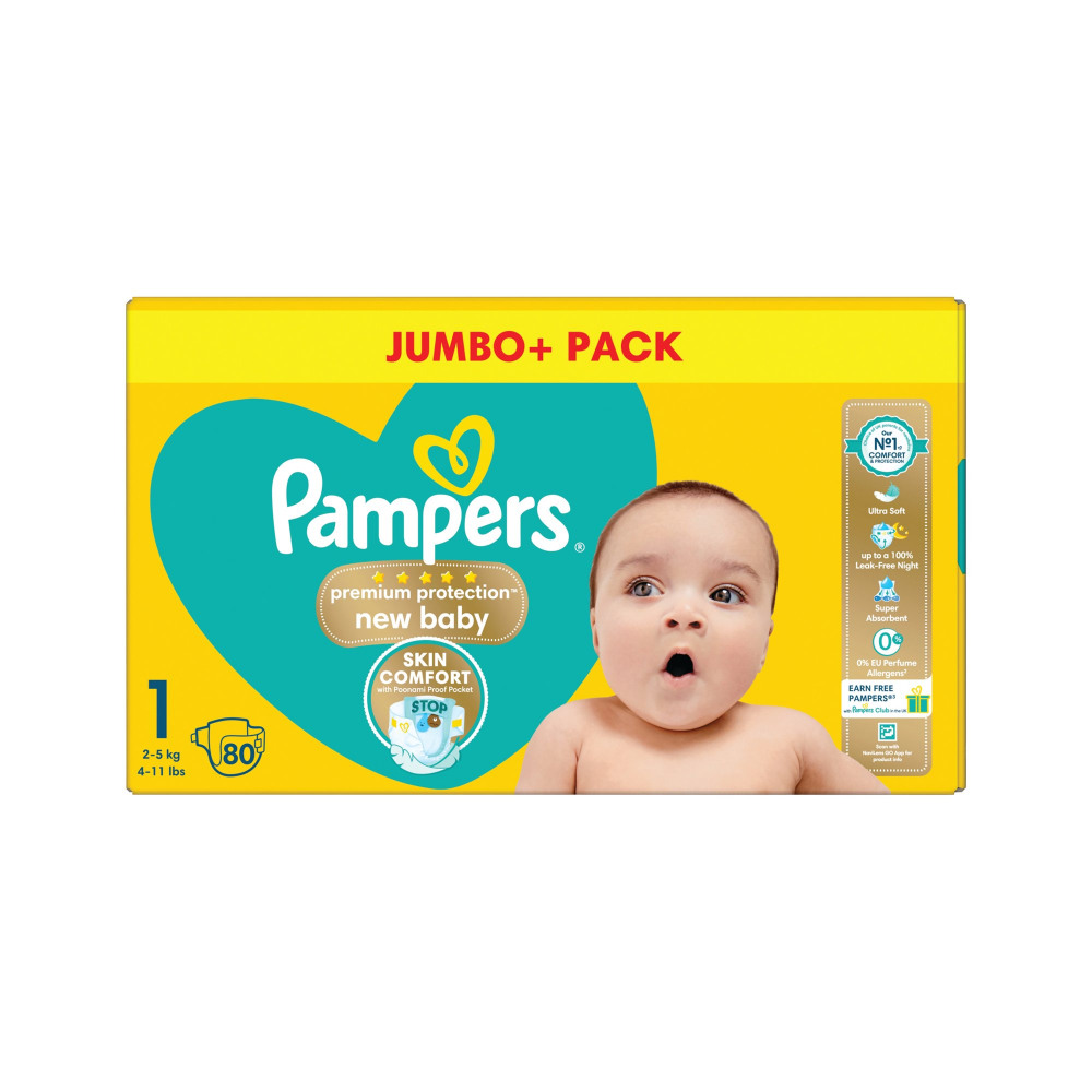 PAMPERS NAPPIES NEW BABY SIZE 1 PK80