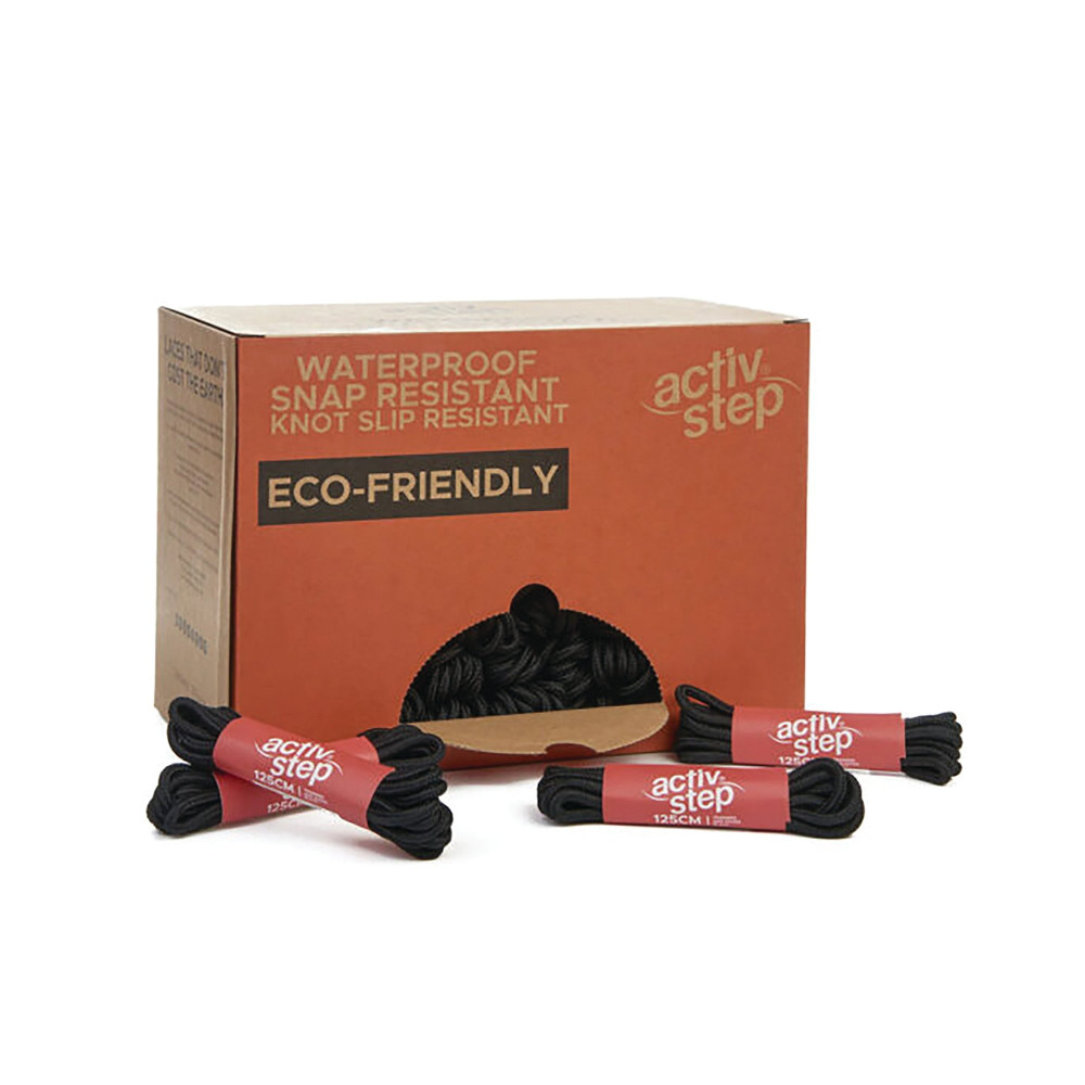 ACTIV-STEP SHOE LACES BLK 125CM PK50