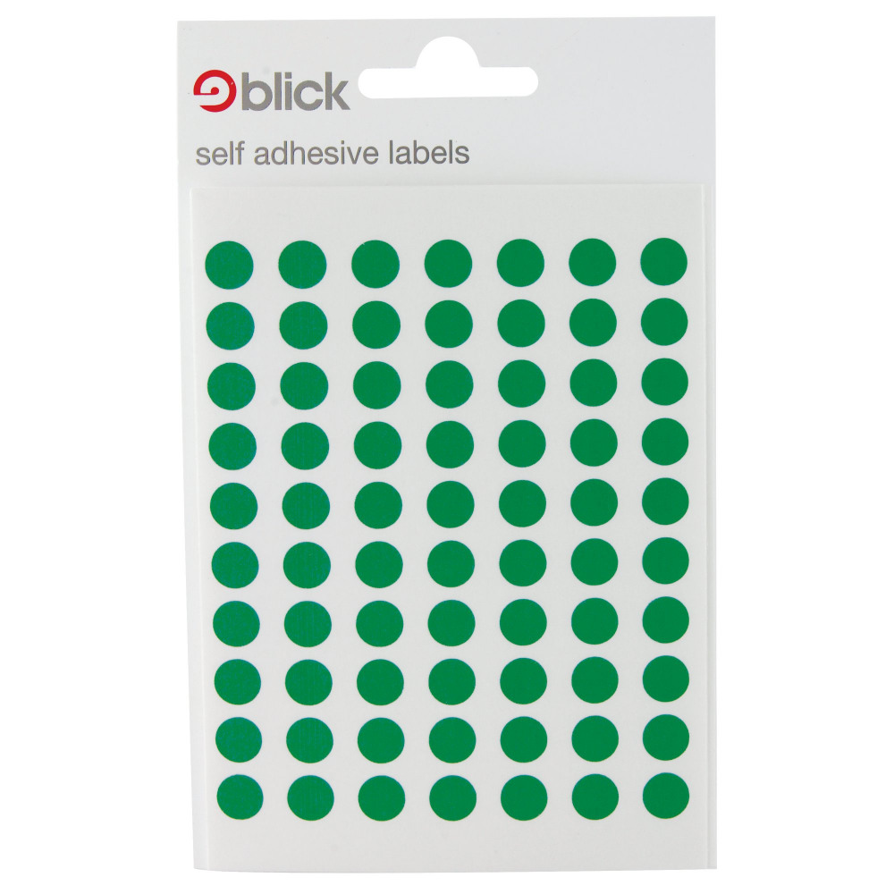BLICK COLOURED LBLS 8MM GREEN PK9800