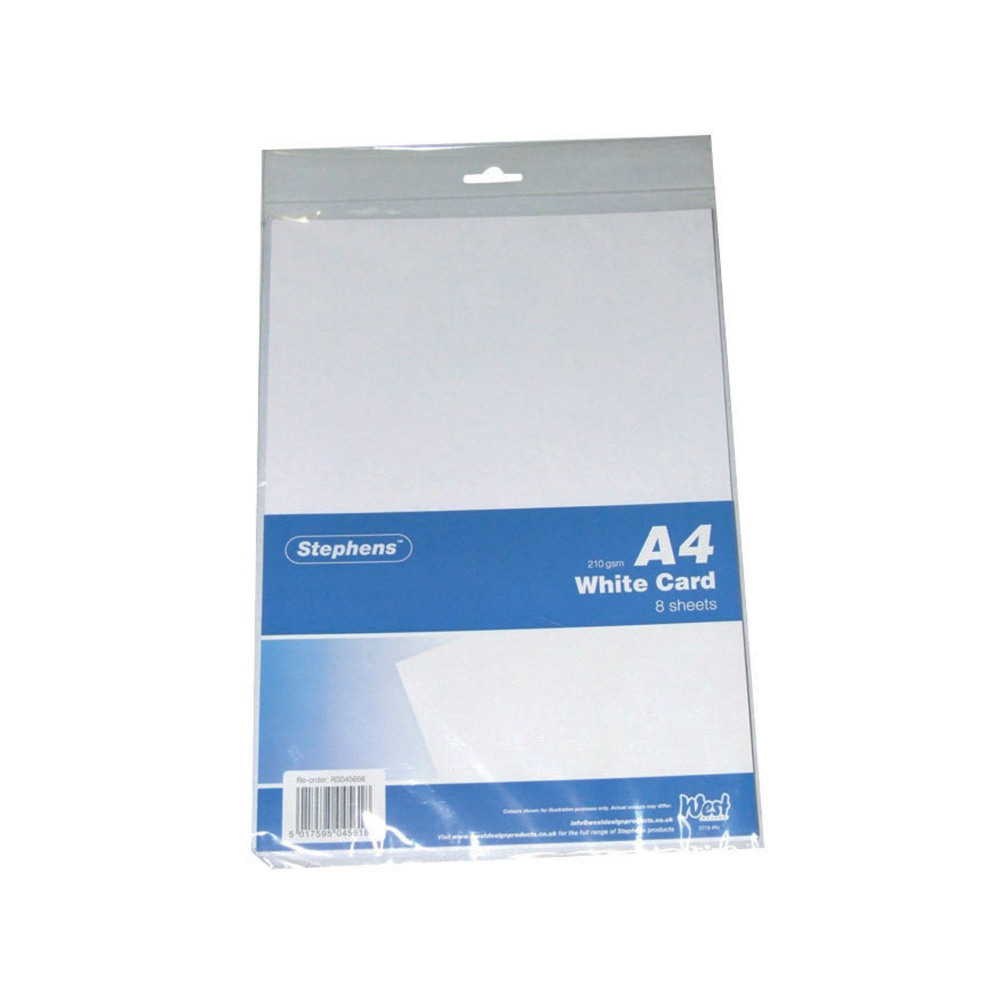STEPHENS A4 CARD SHEETS X10 WHTE PK8