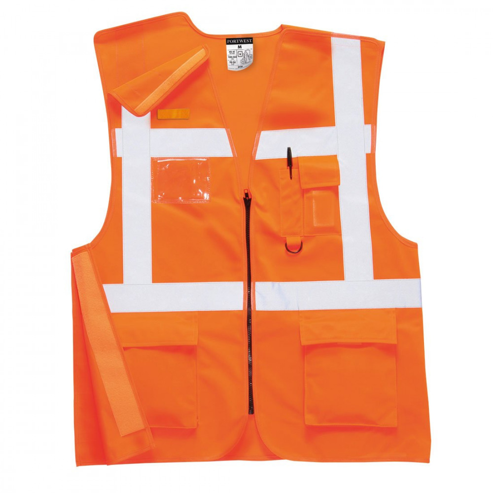 HI-VIS ZIP EXECUTIVE VEST ORG S PK10