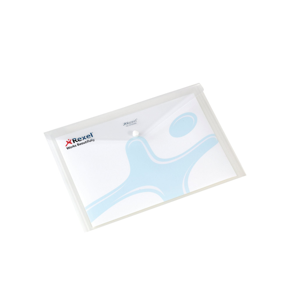 REXEL POPPER FOLDER A4 CLEAR WHT PK5